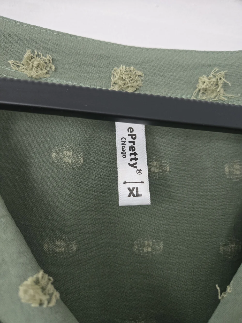 ePretty Olive Green Textured Dot V-Neck Blouse